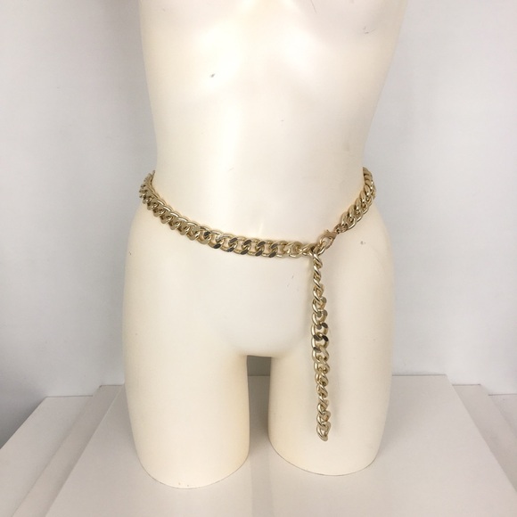 Y2K Chunky Gold Tone Metal Chain Link Belt Mob Wife Women’s Size S/M main image 9